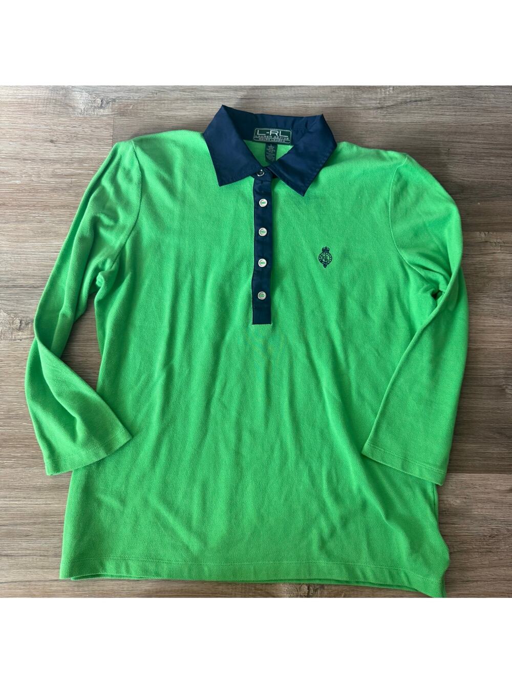 Lauren Ralph Lauren Active  L-RL women's polo top green navy blue size L